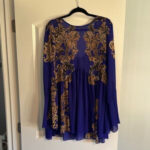 Blue and Gold Long Sleeve Top